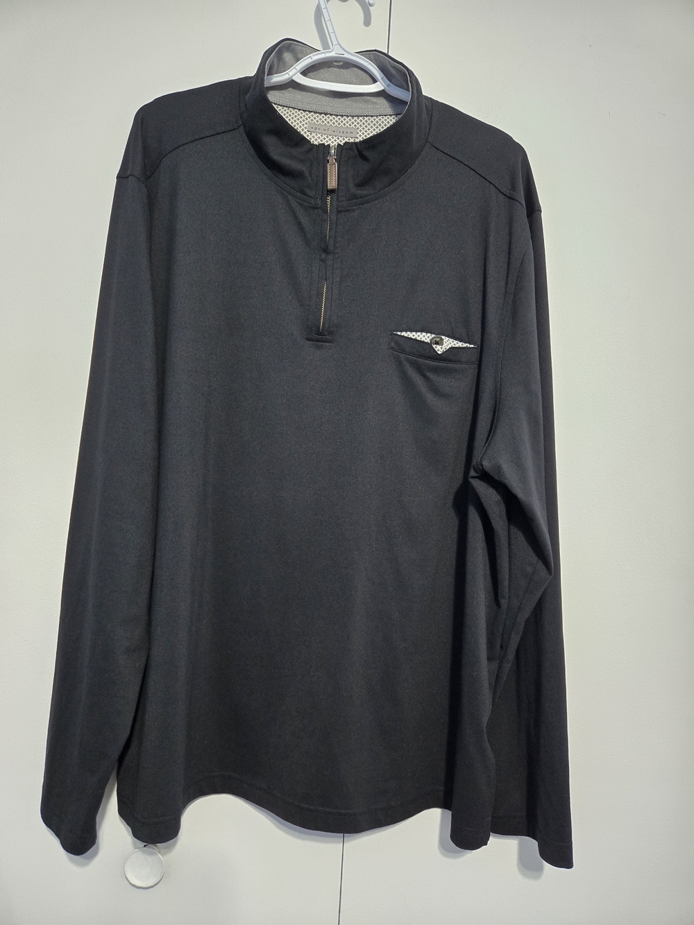 Age of Wisdom 1/4 Zip Pullover Black Long Sleeve‎ Stretch Top XXL